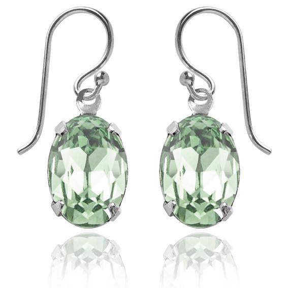 oval earrings with swarovski crystal | choice of colours chrysolite