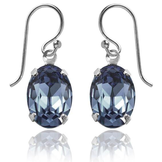 oval earrings with swarovski crystal | choice of colours denim