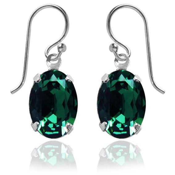 oval earrings with swarovski crystal | choice of colours emerald