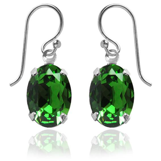 oval earrings with swarovski crystal | choice of colours fern
