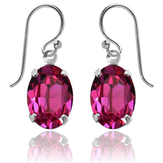 oval earrings with swarovski crystal | choice of colours fuchsia