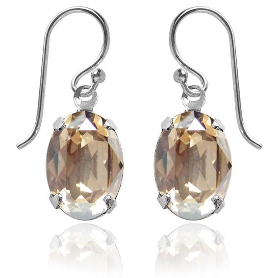 oval earrings with swarovski crystal | choice of colours golden shadow