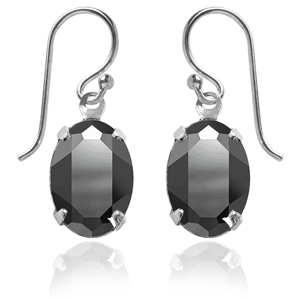 oval earrings with swarovski crystal | choice of colours jet silver
