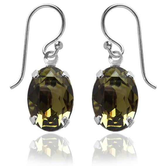 oval earrings with swarovski crystal | choice of colours khaki