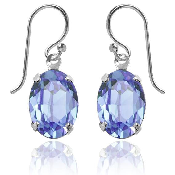 oval earrings with swarovski crystal | choice of colours light sapphire