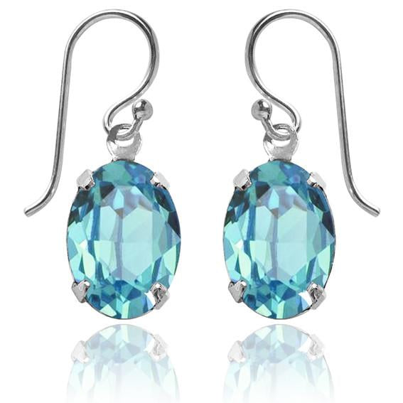 oval earrings with swarovski crystal | choice of colours light turquoise