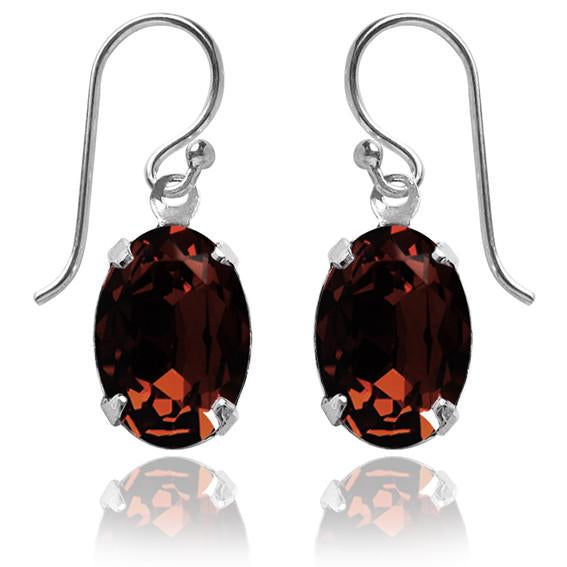oval earrings with swarovski crystal | choice of colours mocca