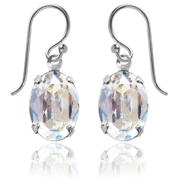 oval earrings with swarovski crystal | choice of colours moonlight