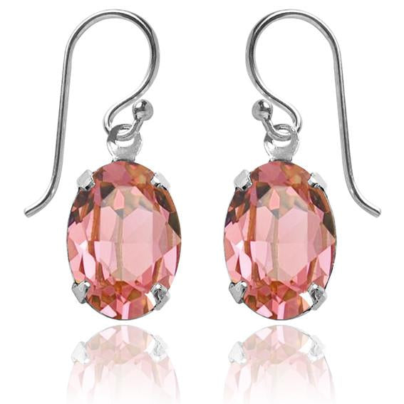 oval earrings with swarovski crystal | choice of colours rose peach