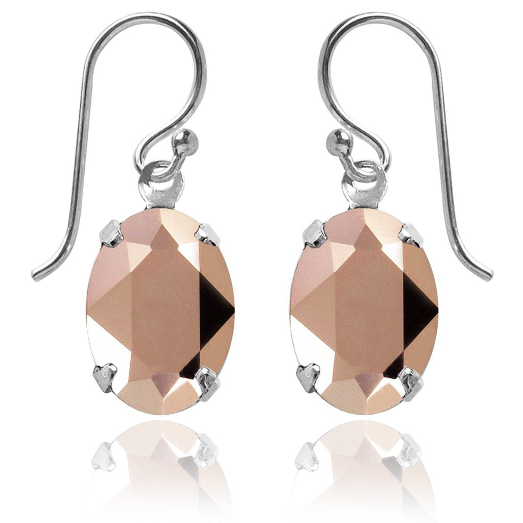 oval earrings with swarovski crystal | choice of colours rose gold