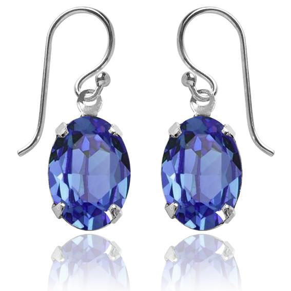 oval earrings with swarovski crystal | choice of colours sapphire