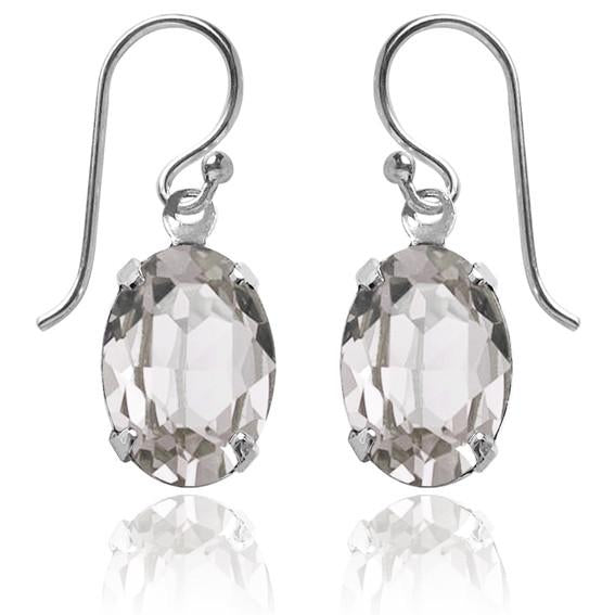 oval earrings with swarovski crystal | choice of colours silver shade
