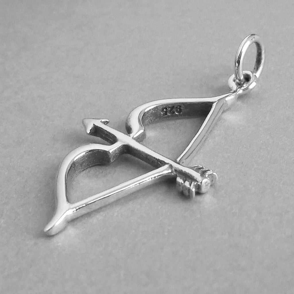 silver archer's bow and arrow charm