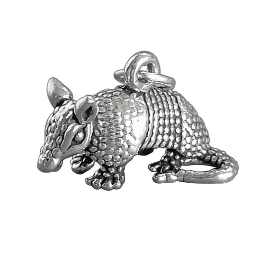 3D sterling silver armadillo charm