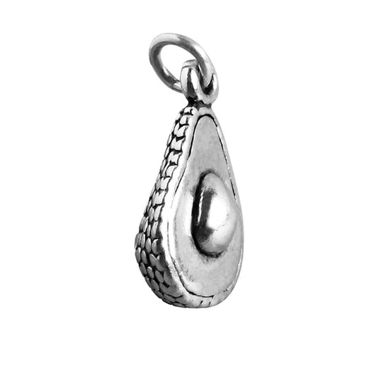 Sterling Silver Avocado Half Charm on white background