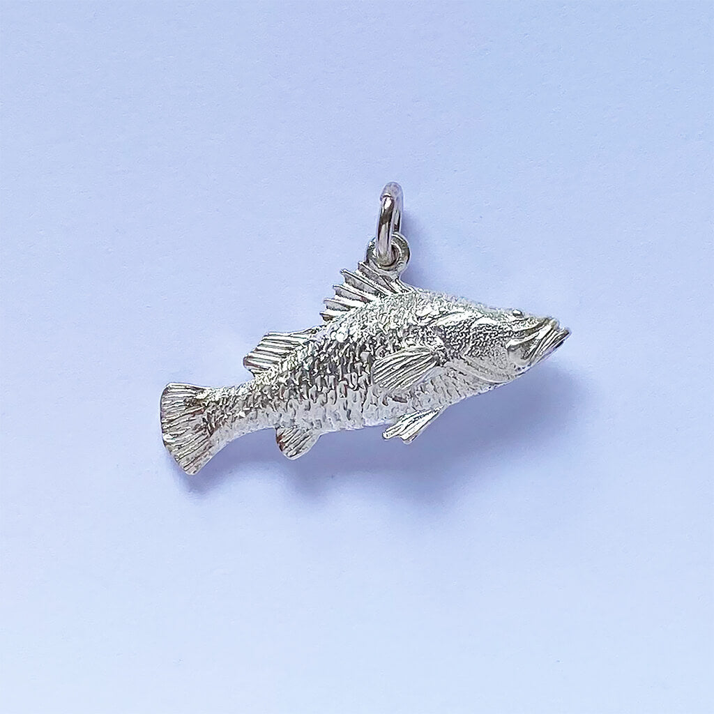 barramundi fish pendant in sterling silver