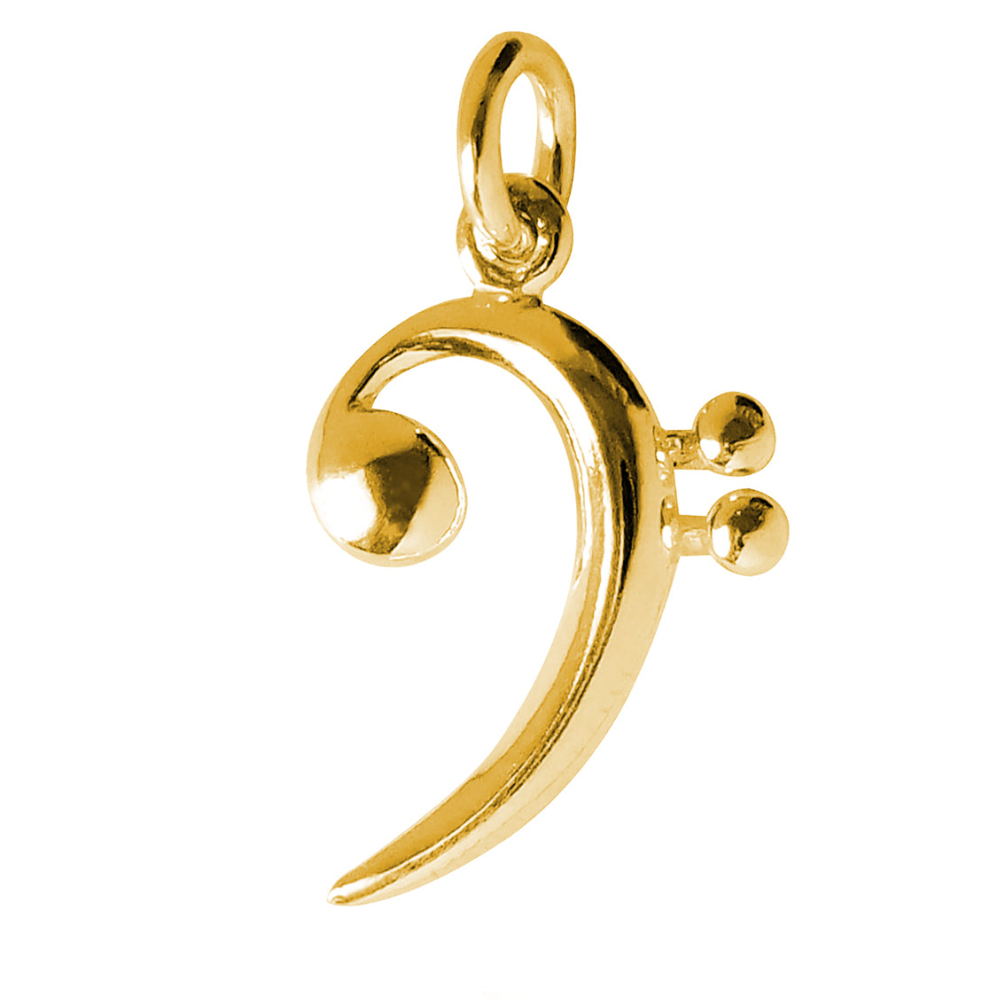 gold bass clef charm on white background
