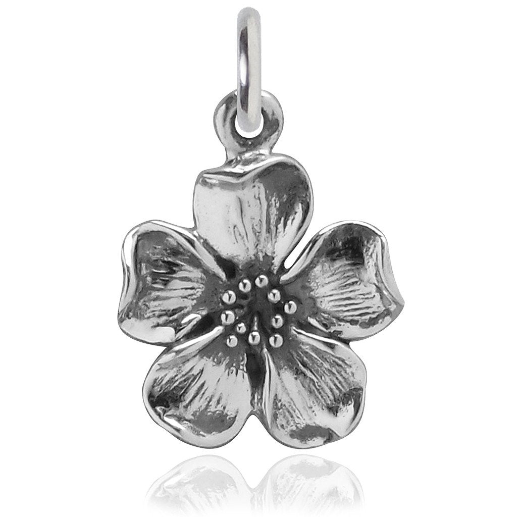 silver blossom flower charm
