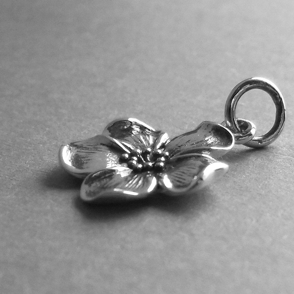 silver blossom flower pendant