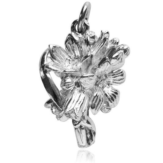 silver bouquet of flowers charm on a white background