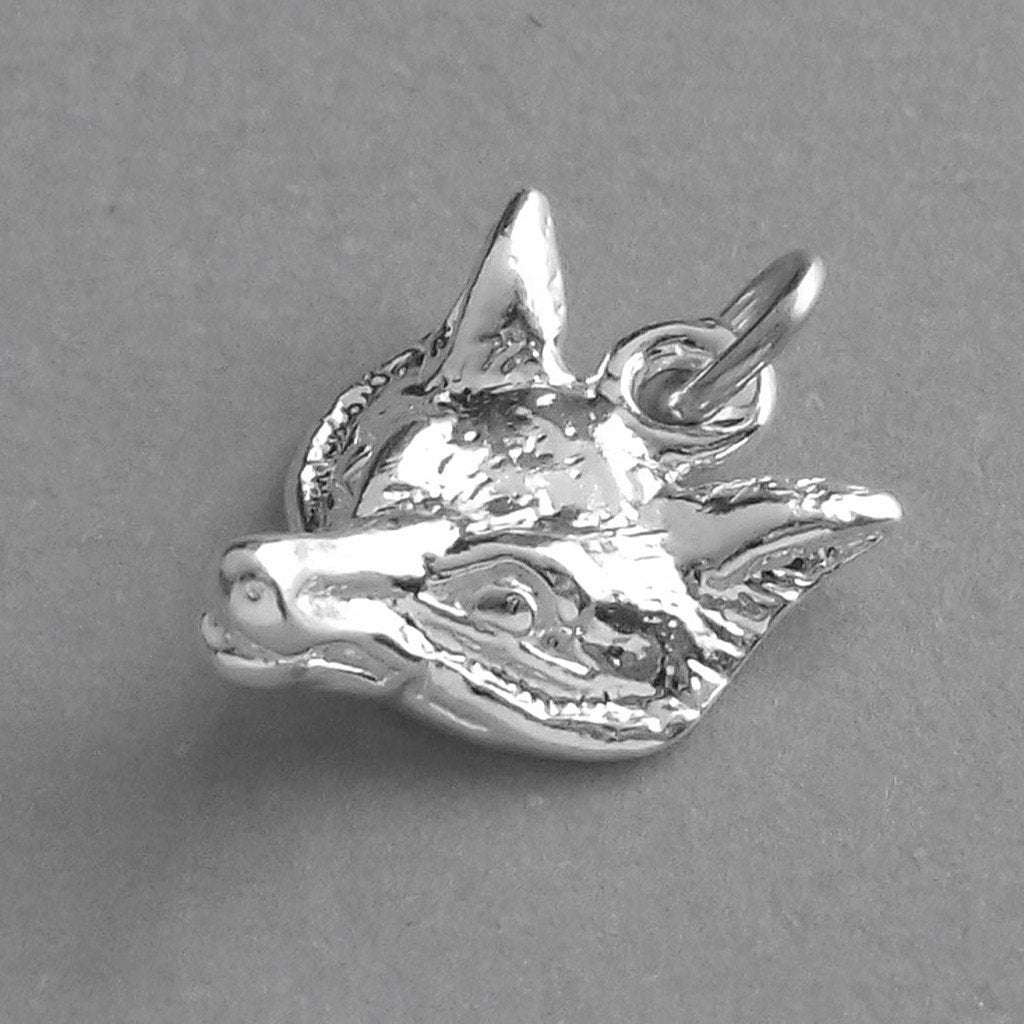 Fox Head Charm Sterling Silver or Gold Pendant | Charmarama