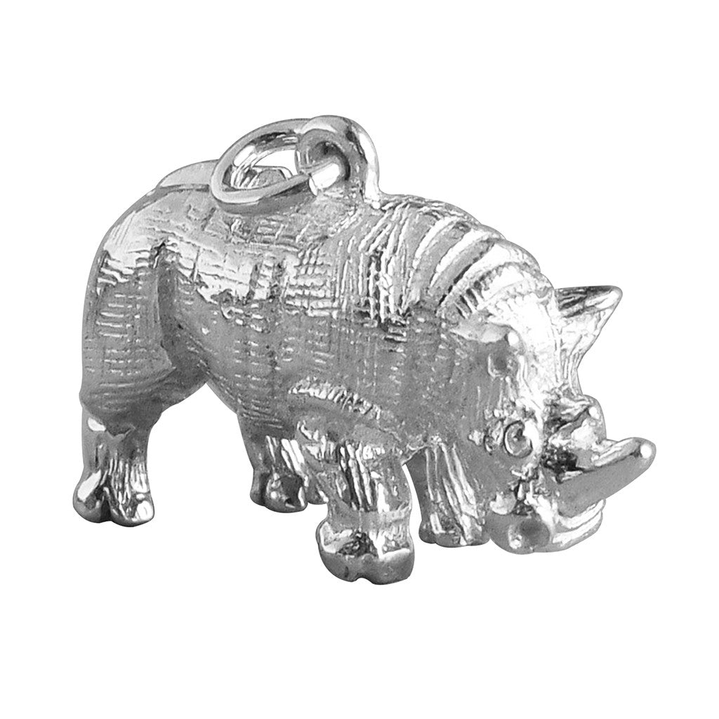 Rhinoceros Charm Sterling Silver or Gold Pendant Charmarama