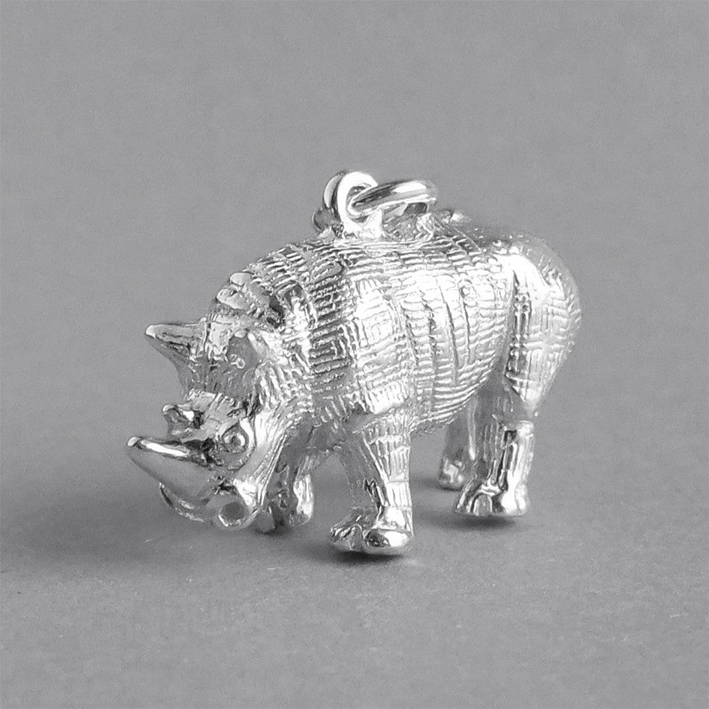 Rhinoceros Charm Sterling Silver or Gold Pendant Rhinoceros Charm Sterling Silver or Gold Pendant Charmarama Side