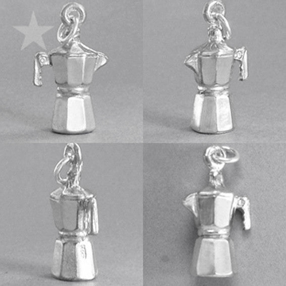 Sterling Silver Coffee Pot Charm | Silver Star Charms