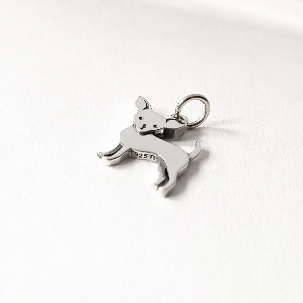 chihuahua charm in sterling silver