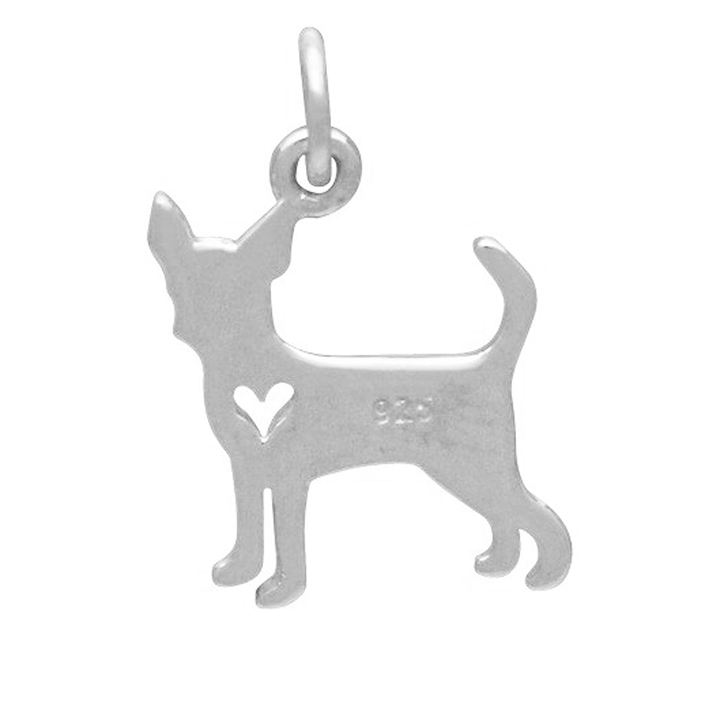 sterling silver chihuahua dog charm with heart