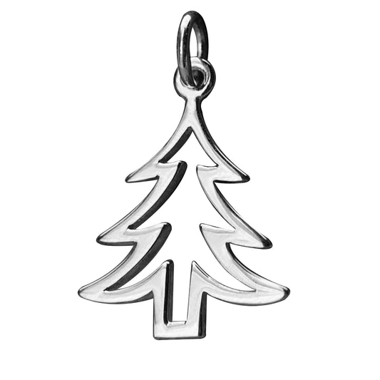 sterling silver christmas tree outline charm