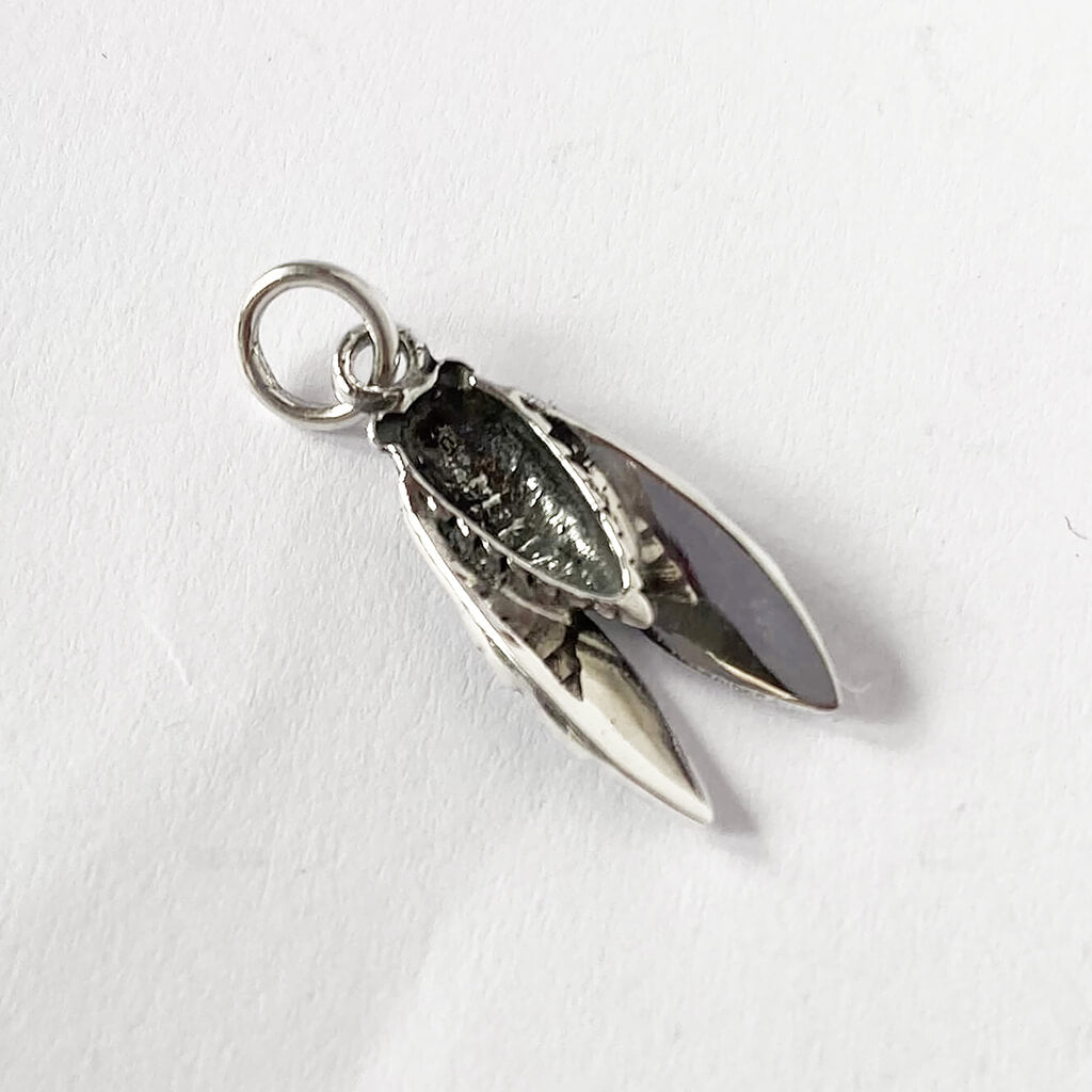 cicada charm pendant in sterling silver