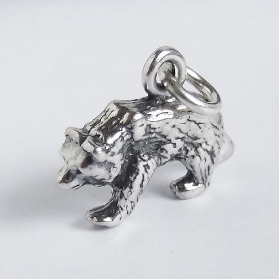 Sterling Silver Grizzly Bear Charm Pendant