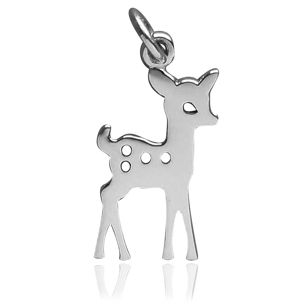 Deer Fawn Charm Sterling Silver Animal Pendant | Charmarama