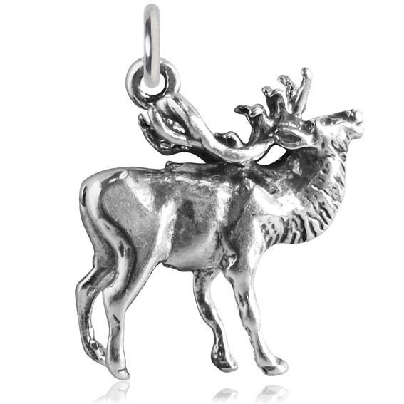 Elk charm sterling silver 925 pendant