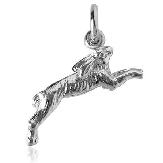 Hare or Rabbit Charm Pendant Sterling Silver or Gold