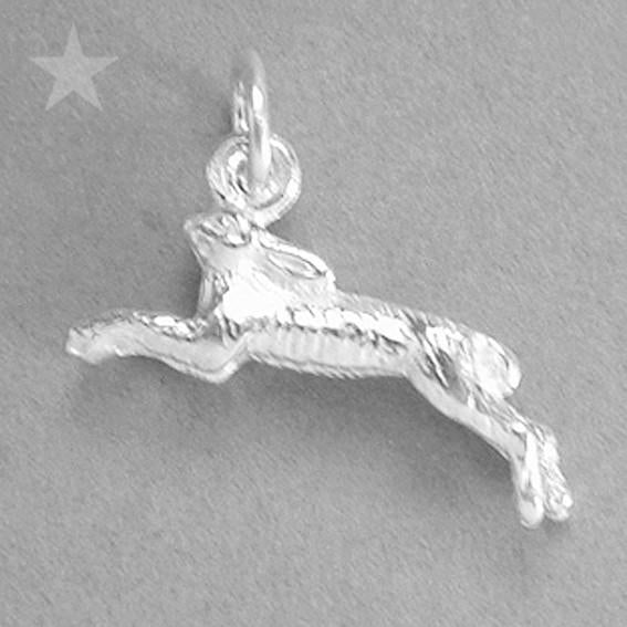 Hare or Rabbit Charm Pendant Sterling Silver or Gold
