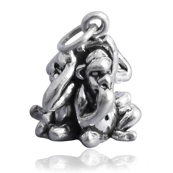 Three 3 Wise monkeys charm 925 sterling silver pendant | Charmarama