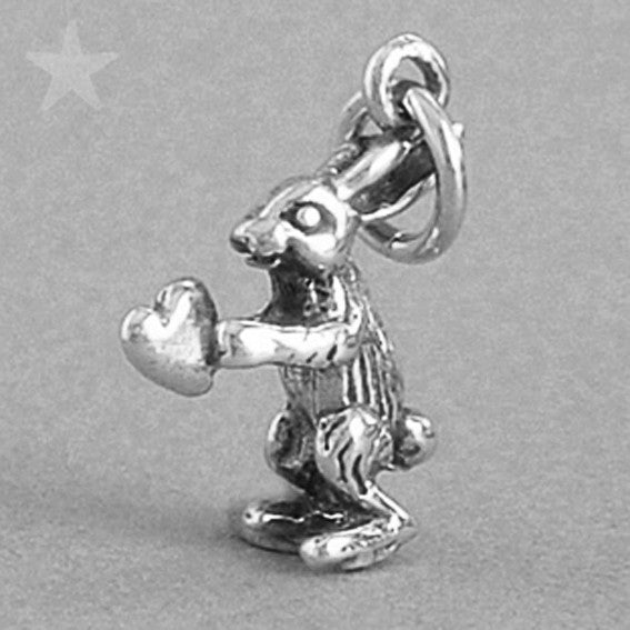 Sterling Silver Rabbit and Heart Charm