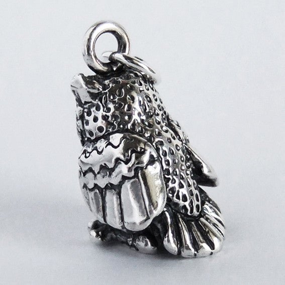 Sterling Silver Owl Bird Charm Pendant