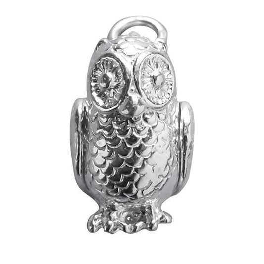 Owl charm sterling silver 925 or gold bird pendant