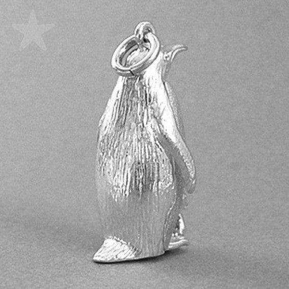 Sterling Silver or Gold Emperor Penguin and Chick Charm Pendant