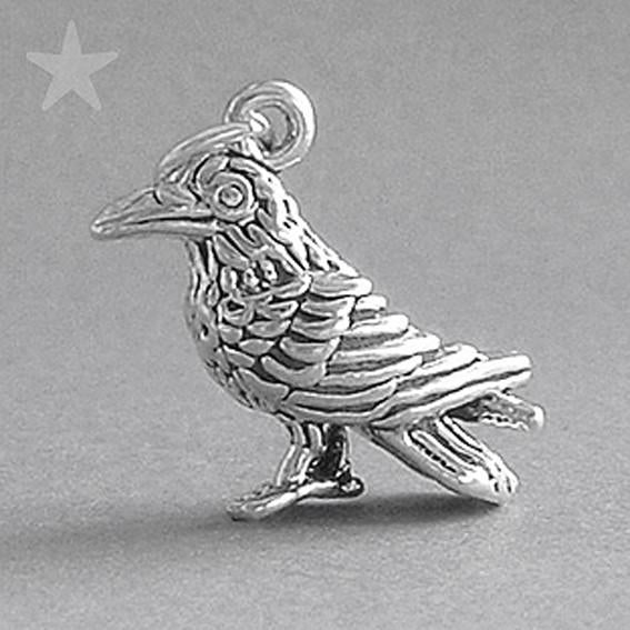 50 Silver Raven Charms, Bulk Metal Animal Bird Pendants