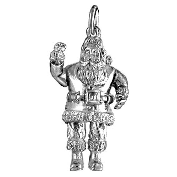 Santa Claus Charm Sterling Silver or Gold Pendant