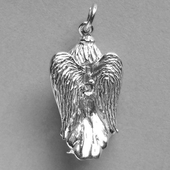 Angel Charm Pendant Sterling Silver or Gold Moving Wings
