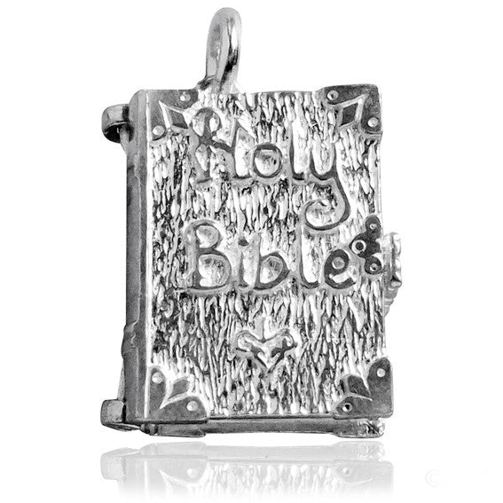 Holy Bible Charm Opening Sterling Silver or Gold Pendant