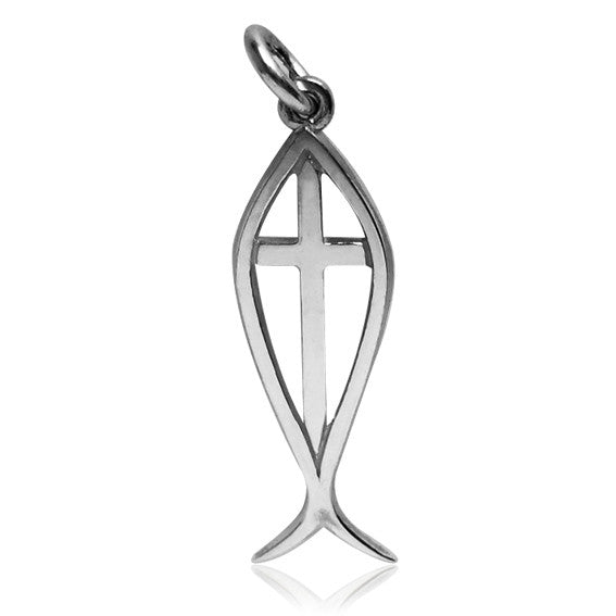 Christian Fish Ichthys Charm Sterling Silver or Gold Pendant