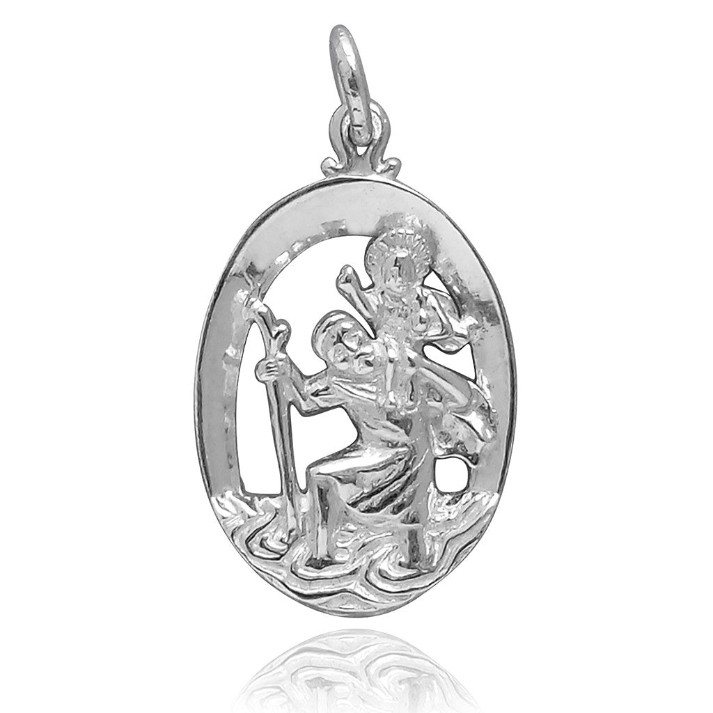Saint Christopher Charm Sterling Silver Religion Pendant | Silver Star Charms