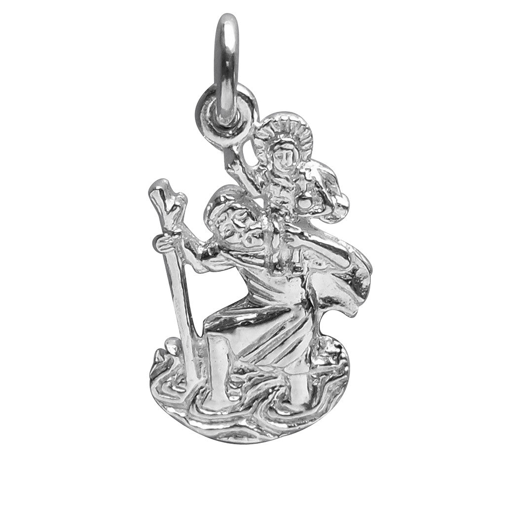 Saint Christopher Charm Sterling Silver Religion Pendant | Silver Star Charms