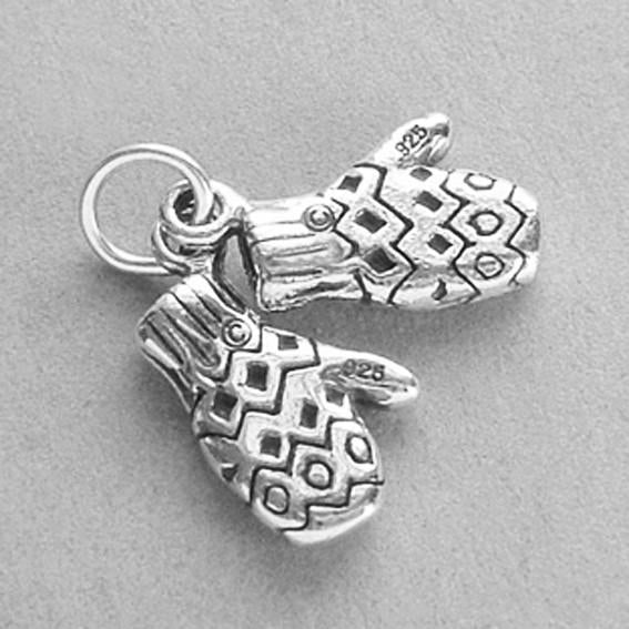 Pair of Gloves Charm Sterling Silver Pendant